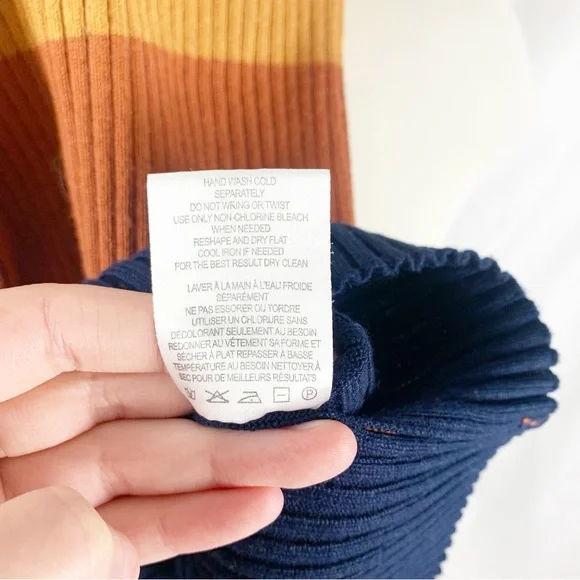 🍂 Pink Rose Multicolor Ribbed Colorblock Sweater (XS) – Fall Knit Top 🍂 - Picture 9 of 9